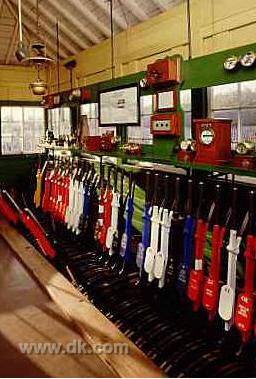 65016077.jpg - Operating system This British signal box has 40 levers for operating the signals. Above are instruments for communicating with other signal boxes. To label, see p. 32.